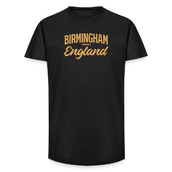 Écriture vintage de Birmingham, Angleterre - T-shirt coupe longue homme - noir - Devant - AI Model Male 185 light (185cm)