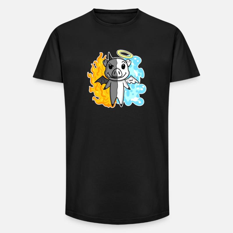 Maiale - Angelo e Diavolo - T-shirt uomo a vestibilità lunga - nero