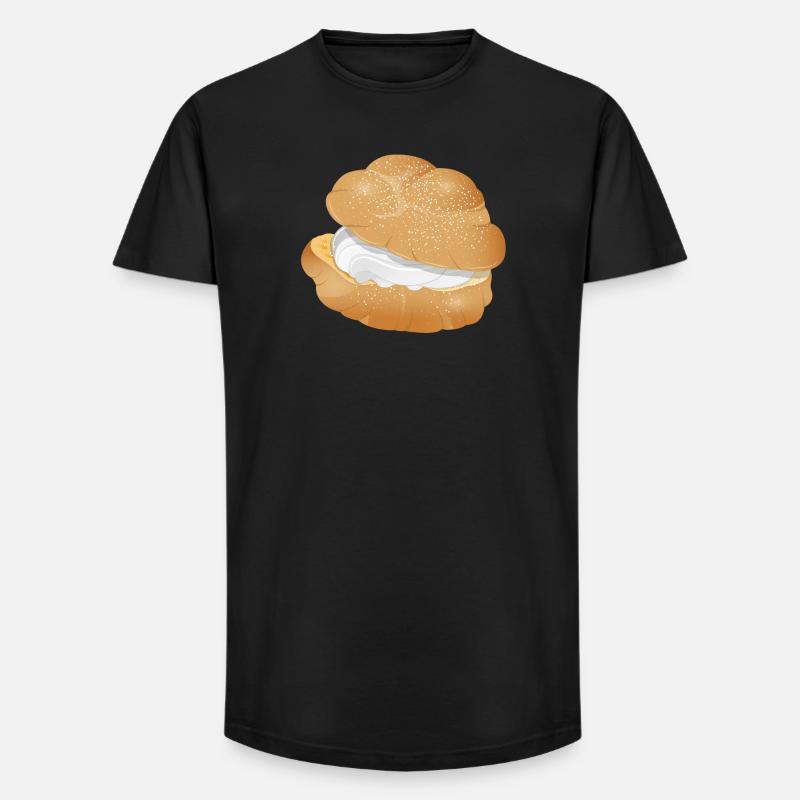 Illustration eines mit Sahne gefüllten Windbeutel - Long Fit Männer T-Shirt - Schwarz