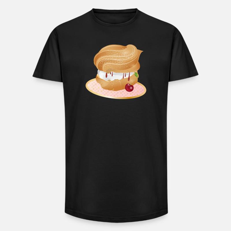 Mit Sahne und Kirsche gefüllter Windbeutel - Long Fit Männer T-Shirt - Schwarz