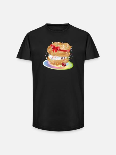 Ein gefüllter Windbeutel mit Geschenkschleife - Long Fit Männer T-Shirt - Schwarz