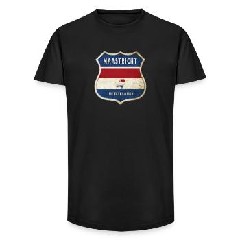 Design des armoiries de Maastricht (Pays-Bas) - T-shirt coupe longue homme - noir - Devant - AI Model Male 185 light (185cm)