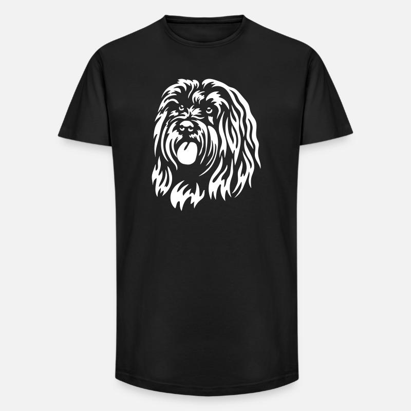 Tibet Terrier Kopf "Black Edition" - Long Fit Männer T-Shirt - Schwarz
