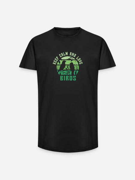 Keep calm and love birds - Long Fit Men's T-Shirt - black