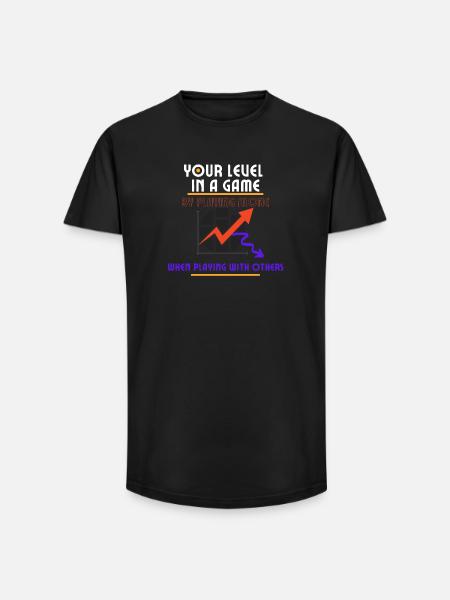 Level Up Solo, Play With Others - Long Fit Men's T-Shirt - black