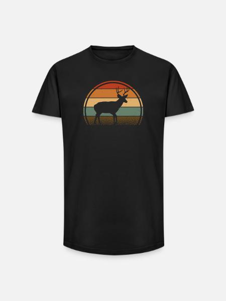 Cerf - T-shirt coupe longue homme - noir