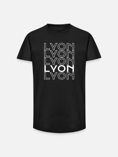 Lyon Typo Grid - Long Fit Men's T-Shirt - black