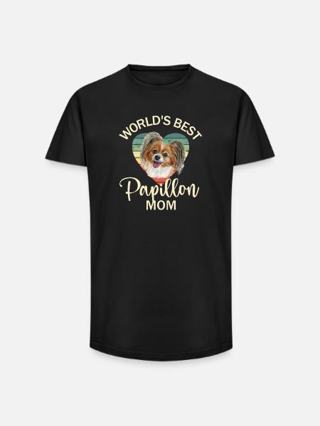 Dog Papillon Dwarf Spaniel - Long Fit Men's T-Shirt - black