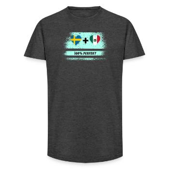Mexique et Suède 100% parfait / cadeau - T-shirt coupe longue homme - charbon - Devant - AI Model Male 185 light (185cm)
