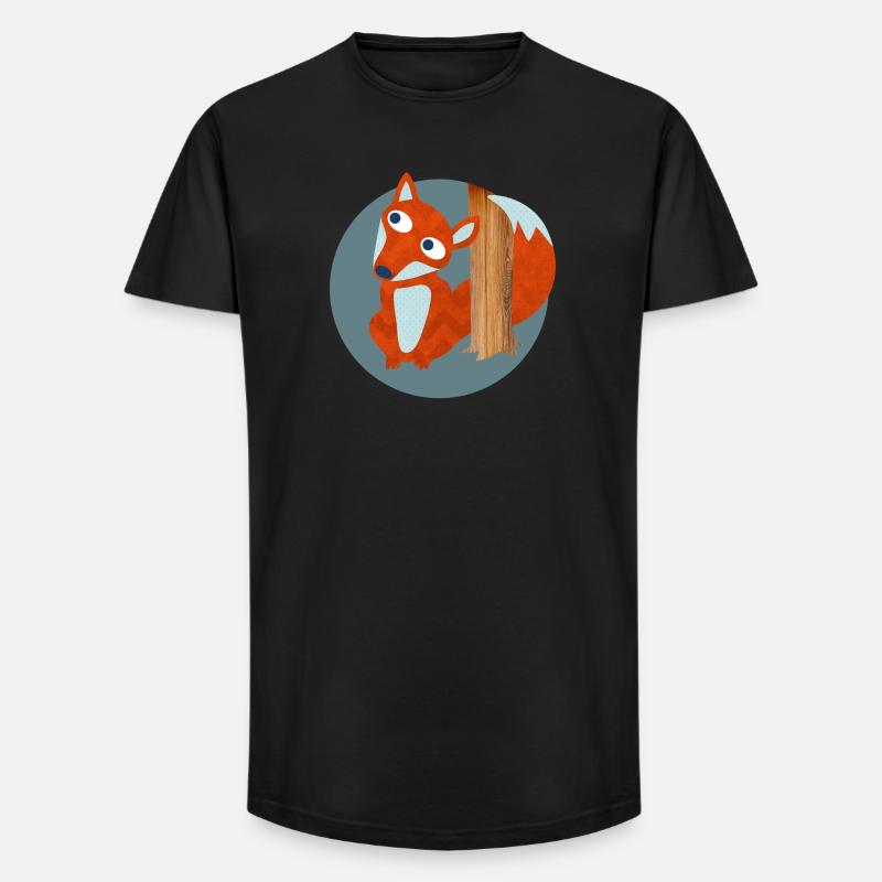Fuchs Struktur Wald Kinderzimmer Muster Comic  - Long Fit Männer T-Shirt - Schwarz