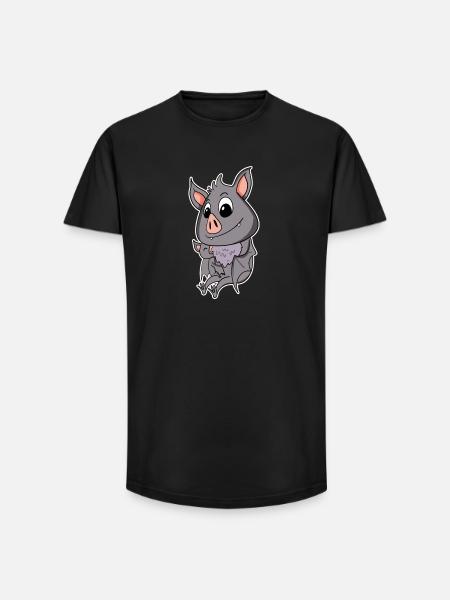 Bat Family - Bat with Baby - Long Fit Men's T-Shirt - black