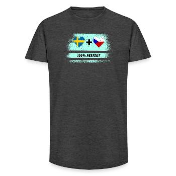 République tchèque et Suède 100% Parfait / Cadeau - T-shirt coupe longue homme - charbon - Devant - AI Model Male 185 light (185cm)