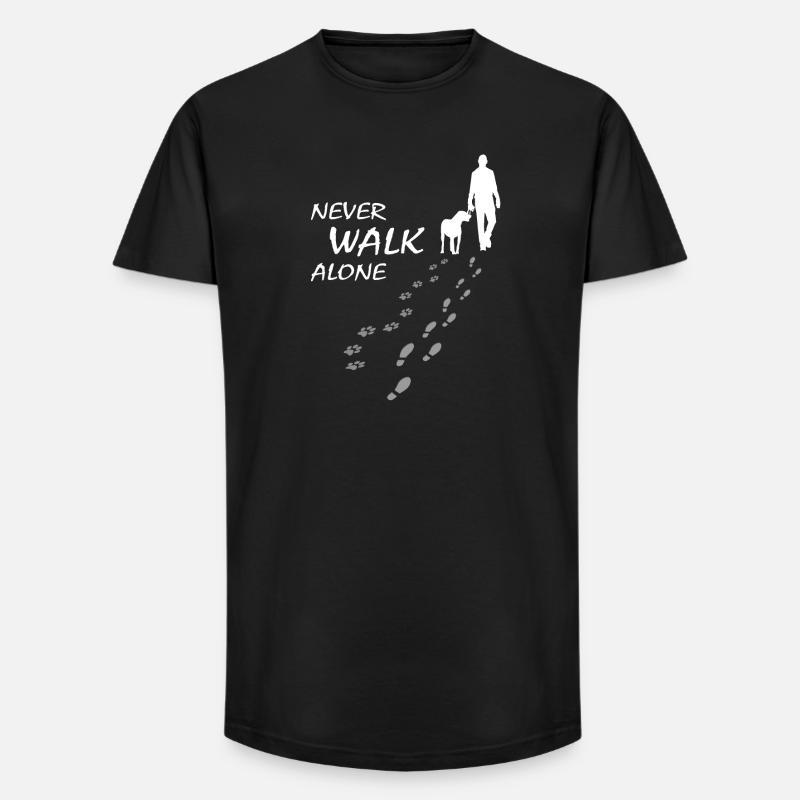 Never walk alone - Hund Gassi Geschenk - Long Fit Männer T-Shirt - Schwarz
