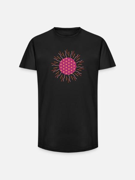 Mandala soleil rose - T-shirt coupe longue homme - noir