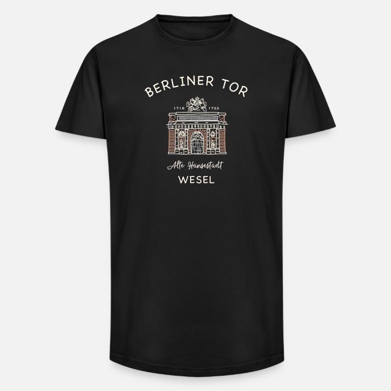 Wesel, Berliner Tor - Long Fit Männer T-Shirt - Schwarz
