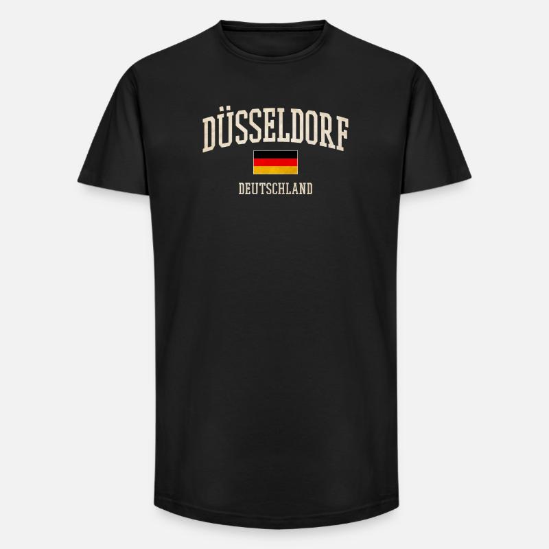 Drapeau de Düsseldorf - T-shirt coupe longue homme - noir