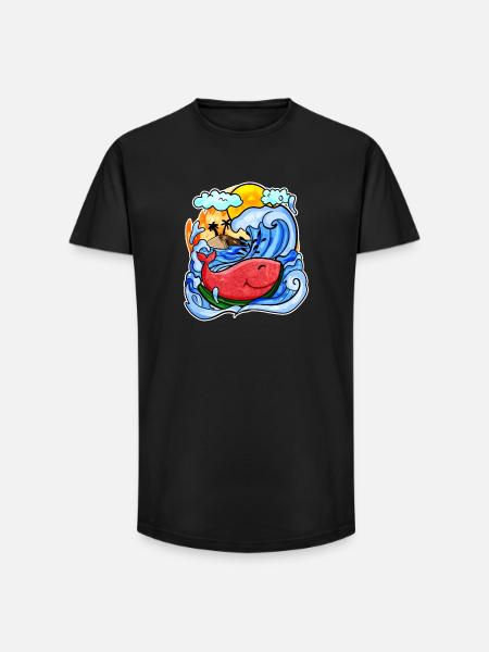 Baleine pastèque - T-shirt coupe longue homme - noir