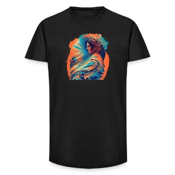 Woman with Waves of Fire and Water - Long Fit Men's T-Shirt - black - Front - AI Model Male 185 light (185cm)