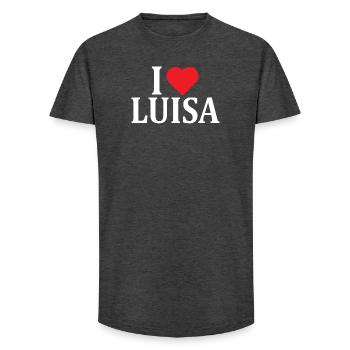 nom du t-shirt J’aime Luisa idée cadeau t-shirt - T-shirt coupe longue homme - charbon - Devant - AI Model Male 185 light (185cm)