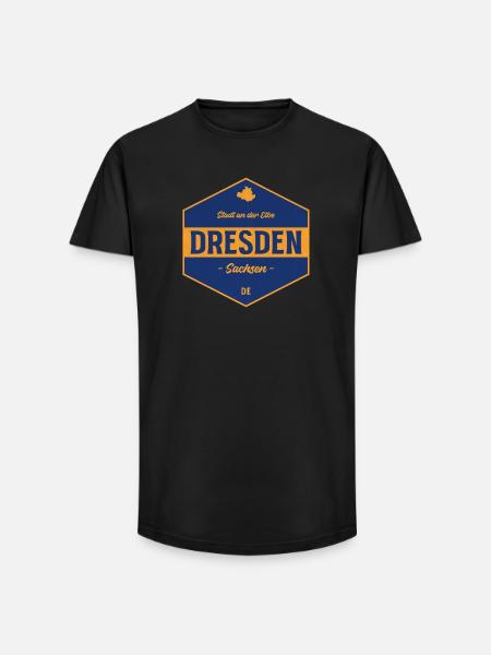 Dresden Signet Blau-Gold - Long Fit Männer T-Shirt - Schwarz