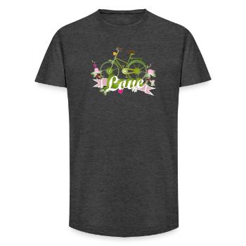green bike designed with a lot of love - Long Fit Men's T-Shirt - charcoal grey - Front - AI Model Male 185 light (185cm)