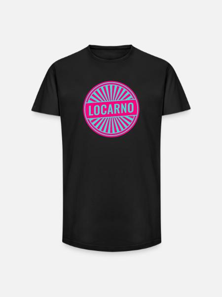 Locarno Neon Round Stamp - Long Fit Men's T-Shirt - black