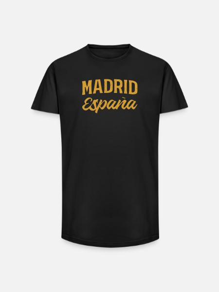 Madrid Spanien Gold Schrift - Long Fit Männer T-Shirt - Schwarz