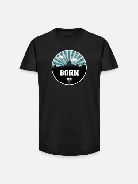 Bonn Skyline Blue Hour - Long Fit Men's T-Shirt - black