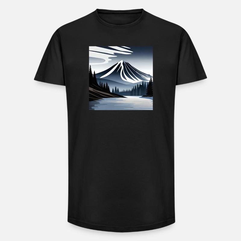 Vulkanlandschaft - Long Fit Männer T-Shirt - Schwarz