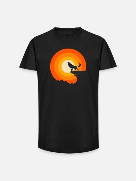 Wolf ist mein Krafttier - Long Fit Männer T-Shirt - Schwarz
