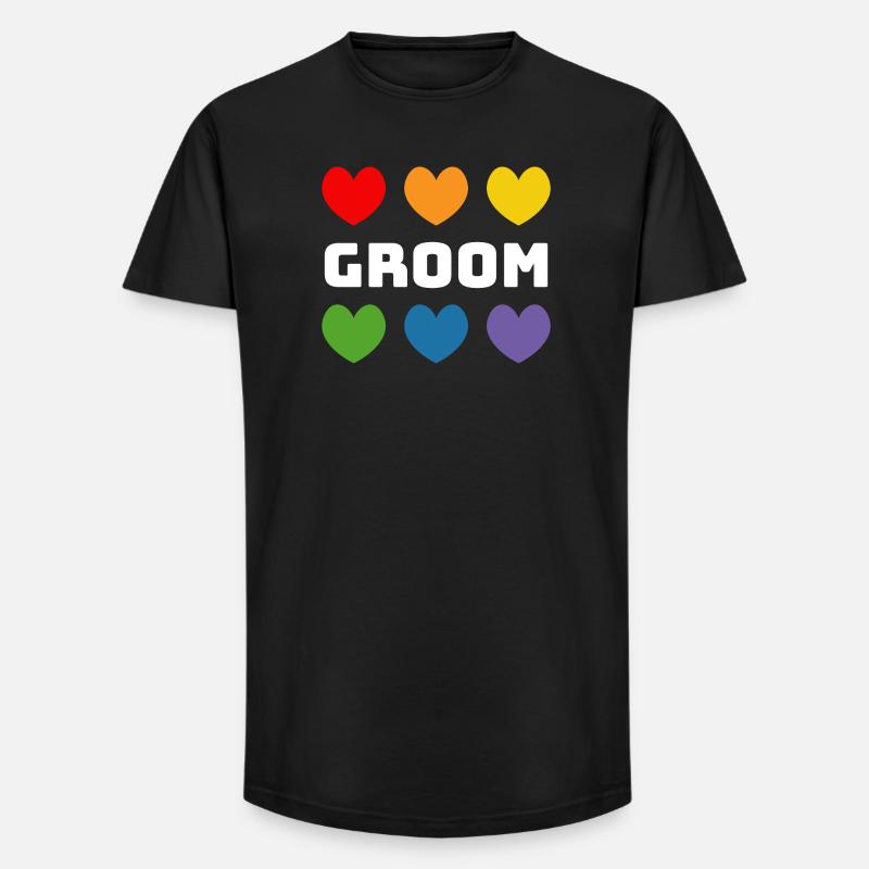 Regenbogenherzchen Groom weiss - Long Fit Männer T-Shirt - Schwarz