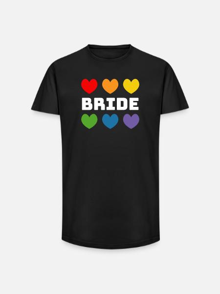 Rainbow heart Bride white - Long Fit Men's T-Shirt - black