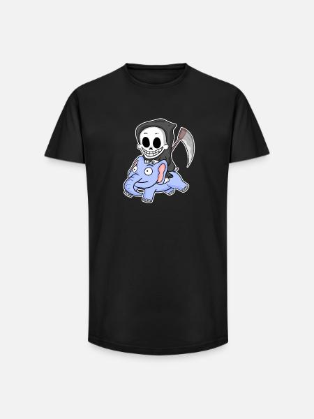 Grim Reaper Elephant - Long Fit Men's T-Shirt - black
