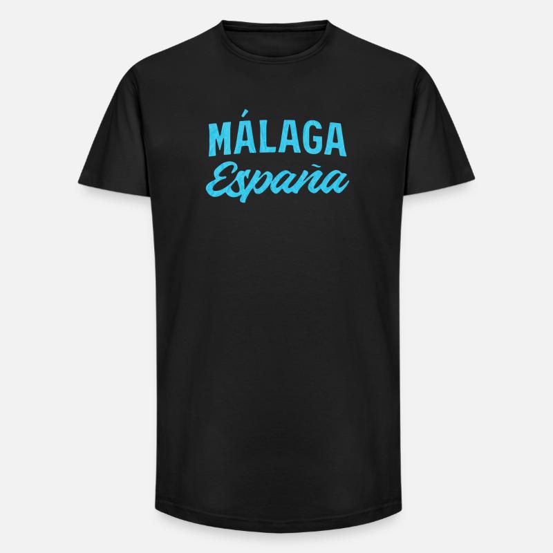 Málaga España Blaues Script-Design - Long Fit Männer T-Shirt - Schwarz