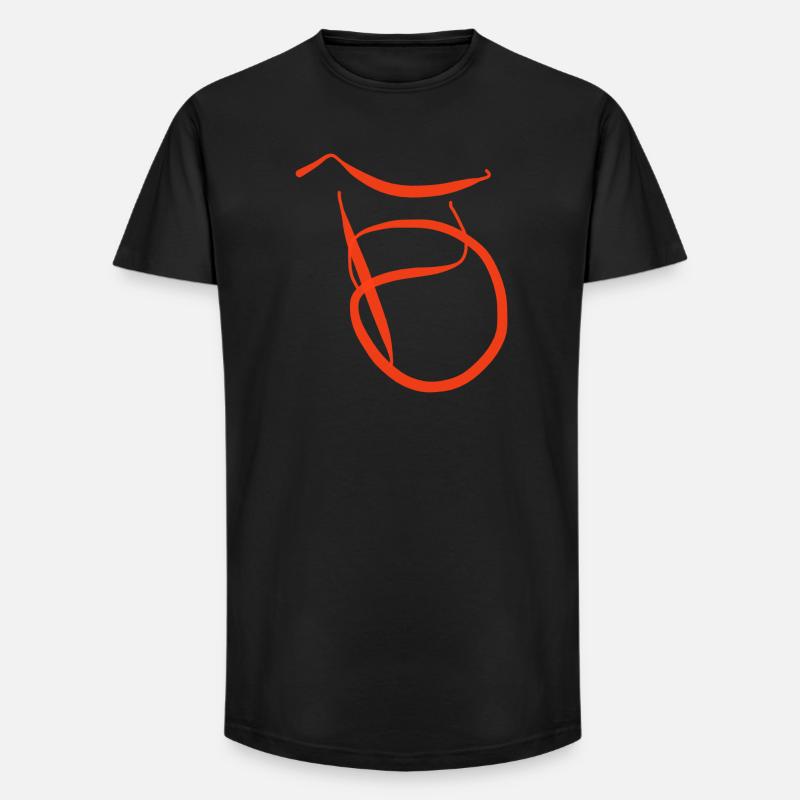 Oranger B auf schwarzem Pullover - Long Fit Männer T-Shirt - Schwarz
