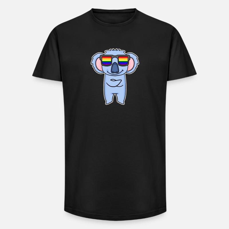 Regenbogen - Koala mit Brille - Long Fit Männer T-Shirt - Schwarz