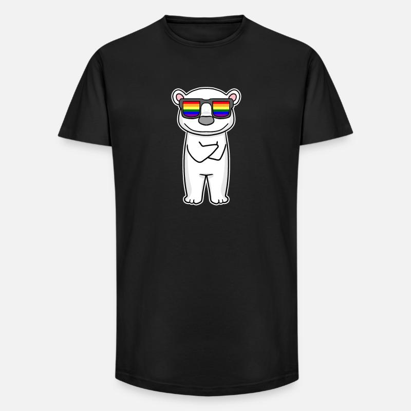 Rainbow - polar bear with glasses - Long Fit Men's T-Shirt - black