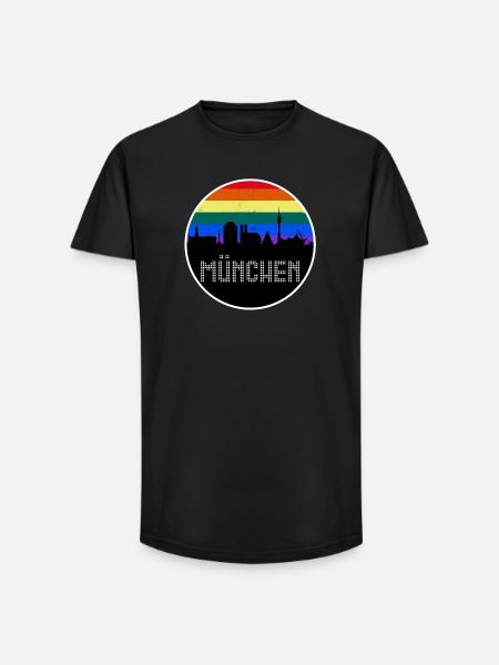 Munich Skyline Rainbow - Long Fit Men's T-Shirt - black