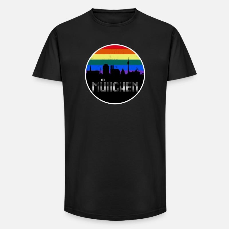München Skyline Regenbogen - Long Fit Männer T-Shirt - Schwarz