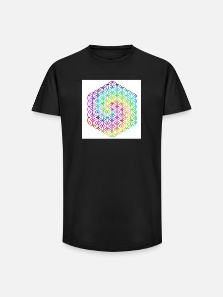 Livets blomst - 5. dimension - Mandala - kærlighed - Long fit herre T-shirt - sort