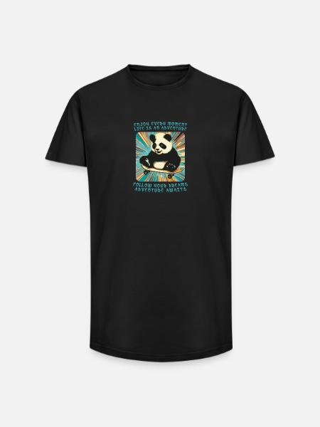 Panda's Adventure on Wheels - Long Fit Men's T-Shirt - black