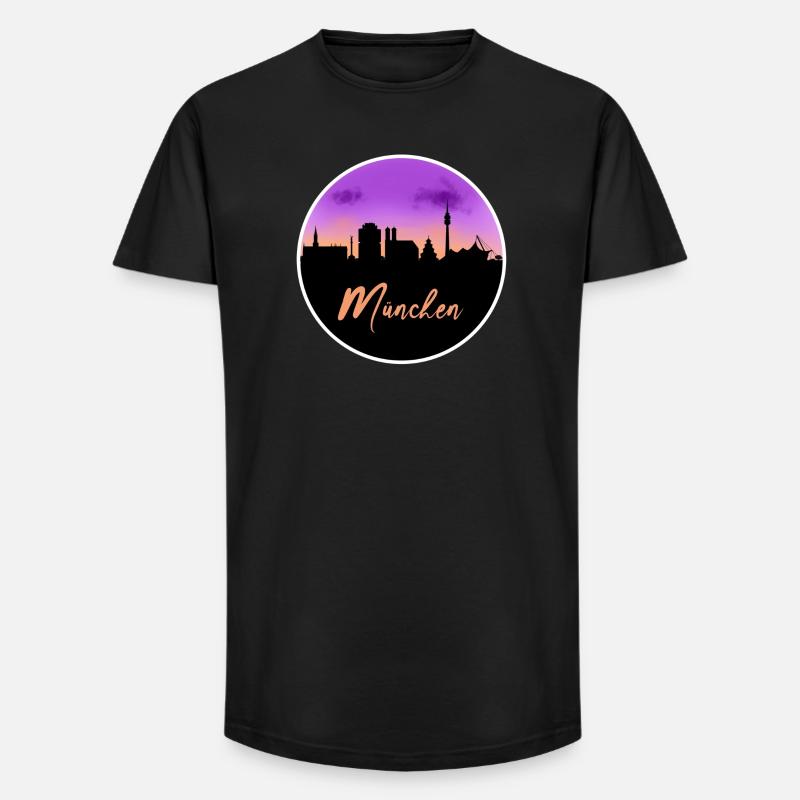München Fine Skyline - Long Fit Männer T-Shirt - Schwarz