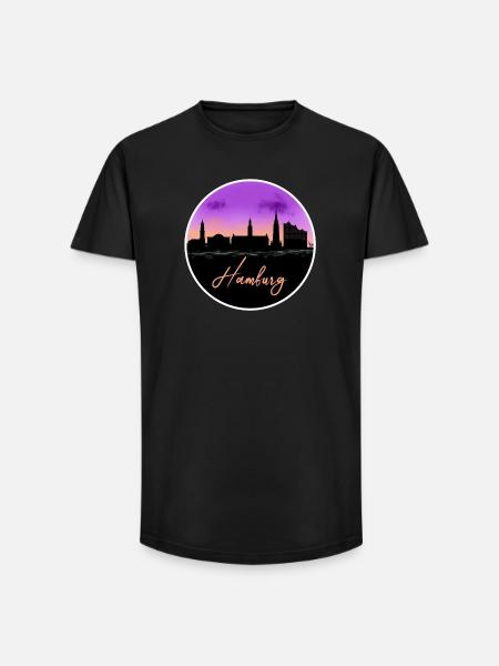 Hamburg Fine Skyline - Long Fit Men's T-Shirt - black