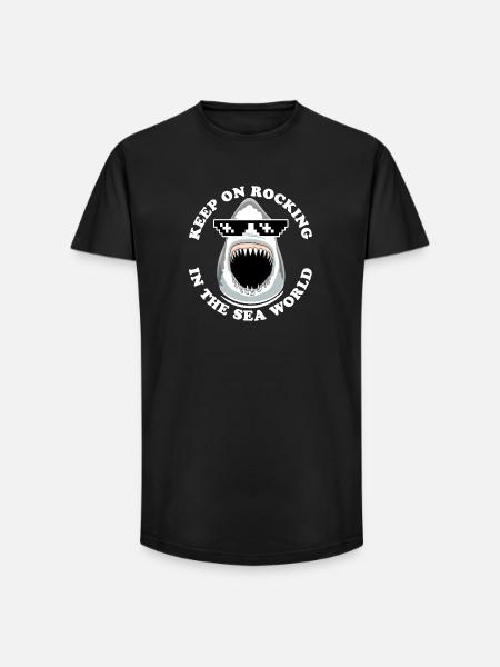 Shark with sunglasses - Long Fit Men's T-Shirt - black