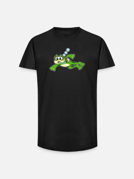 Plongeon de plongée de nage - T-shirt coupe longue homme - noir