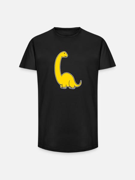 Dino jaune doux - T-shirt coupe longue homme - noir