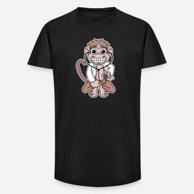 Affe Arzt Doktor Motiv - Long Fit Männer T-Shirt - Schwarz
