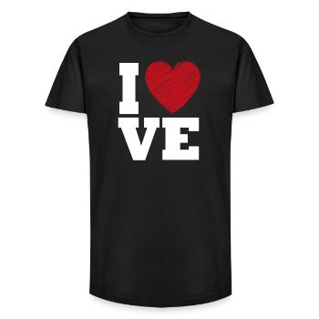 Love Heart Typography for Valentines Day - Long Fit Men's T-Shirt - black - Front - AI Model Male 185 light (185cm)