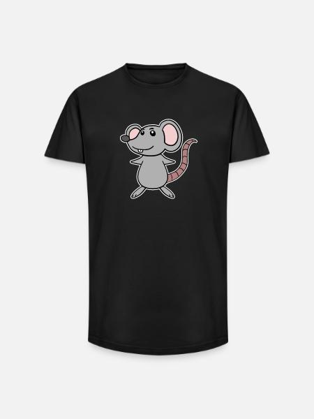 Mouse Cartoon - Long Fit Men's T-Shirt - black