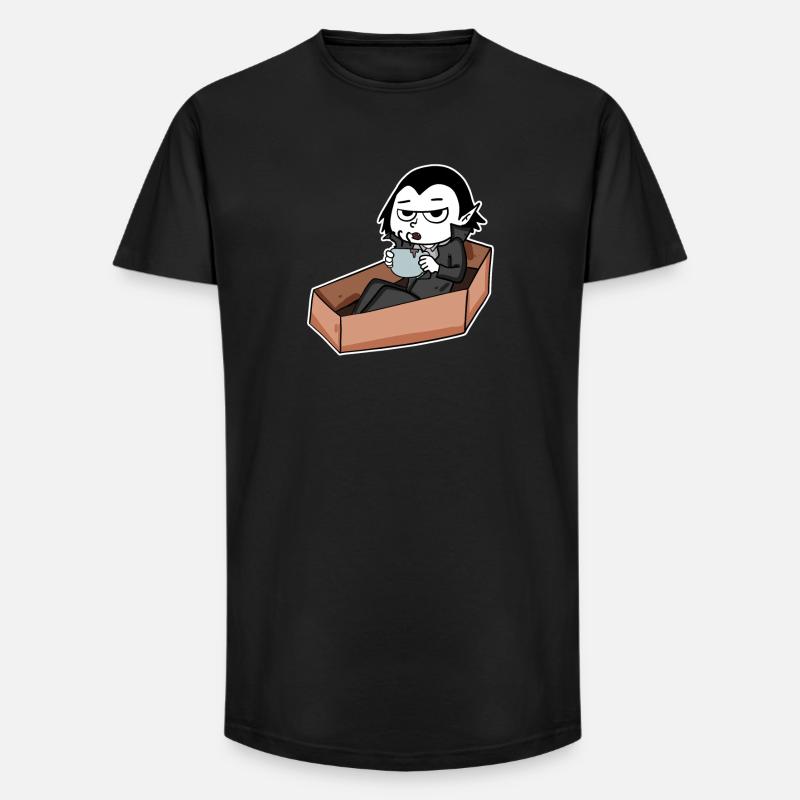 Vampire drinks coffee - Long Fit Men's T-Shirt - black